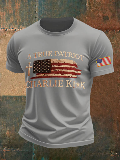 Men's A Ture Patriot Charlie Kirk Printed T-shirt