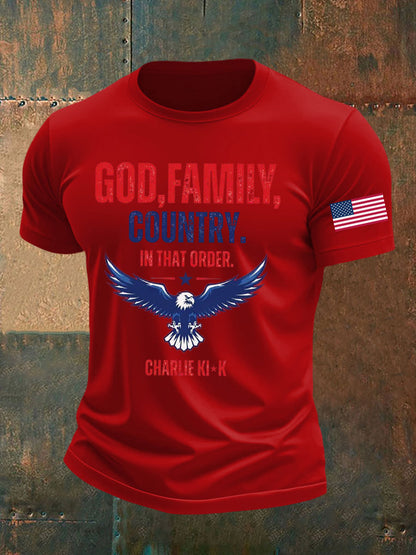 Men's God Family Country In That Order Printed T-shirt