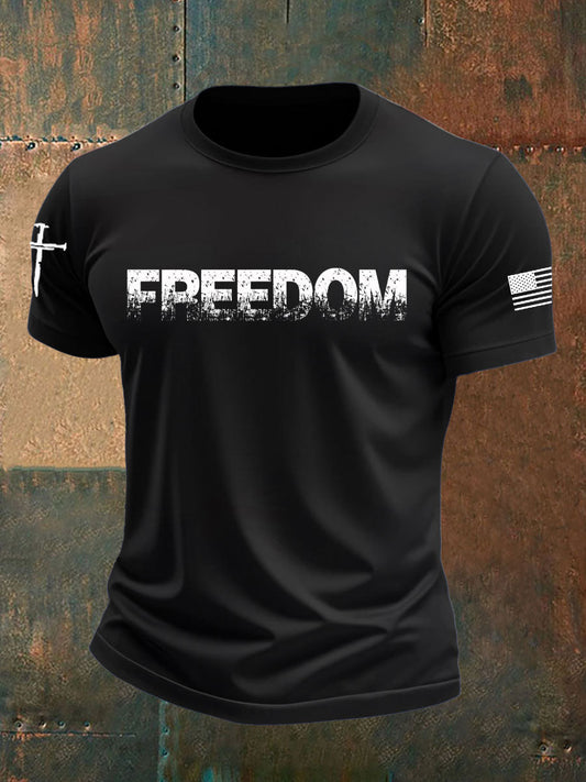 Men's Freedom Printed imitation cotton short-sleeved T-shirt