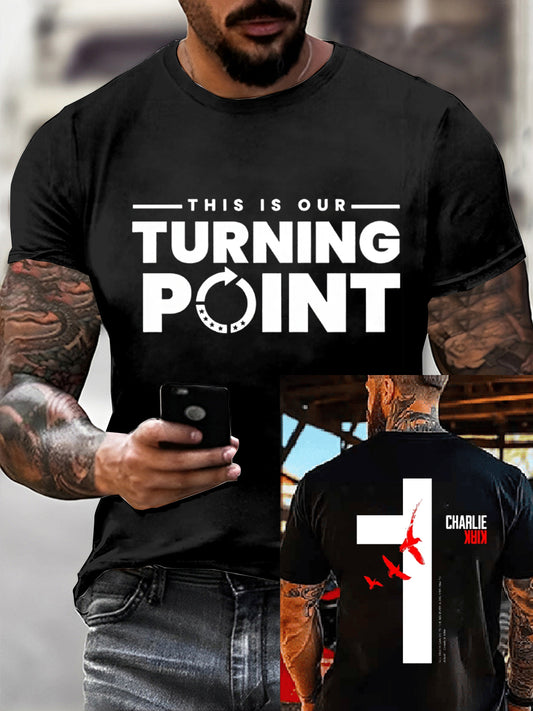 Men's Charlie Kirk Printed Vintage Fashion Loose Short Sleeve T-Shirt