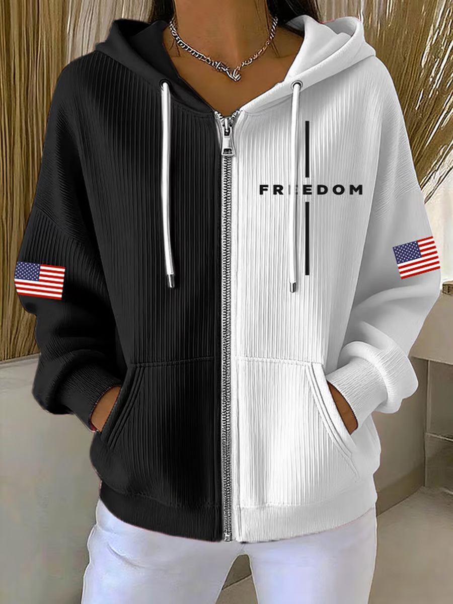 Women's Freedom Is Not Free R.I.P Charlie Kirk Print Casual Contrasting Color Sweatshirt