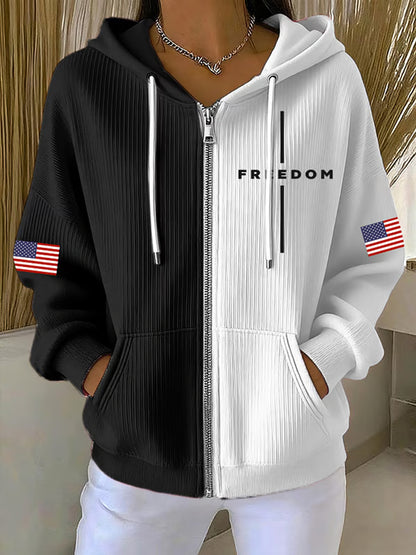 Women's Freedom Is Not Free R.I.P Charlie Kirk Print Casual Contrasting Color Sweatshirt