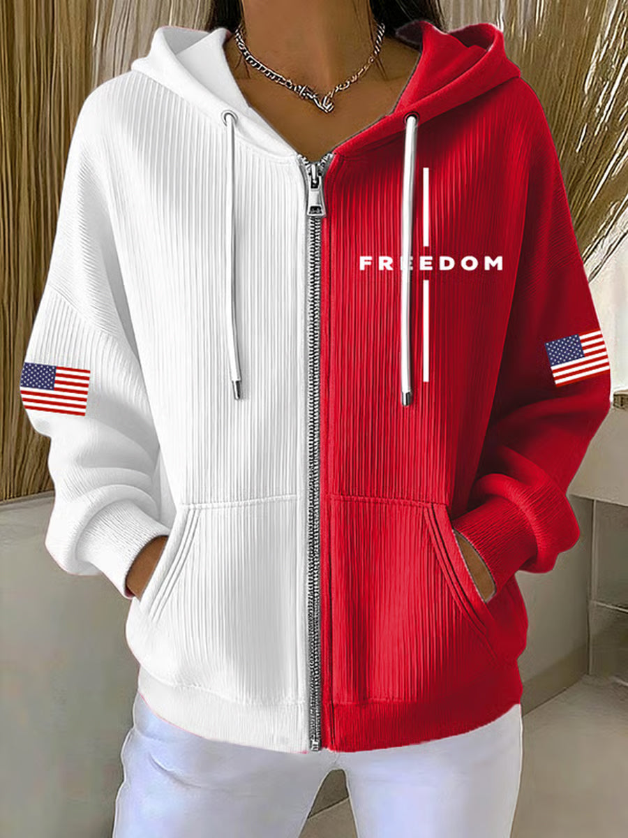 Women's Freedom Is Not Free R.I.P Charlie Kirk Print Casual Contrasting Color Sweatshirt