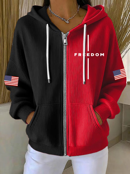 Women's Freedom Is Not Free R.I.P Charlie Kirk Print Casual Contrasting Color Sweatshirt