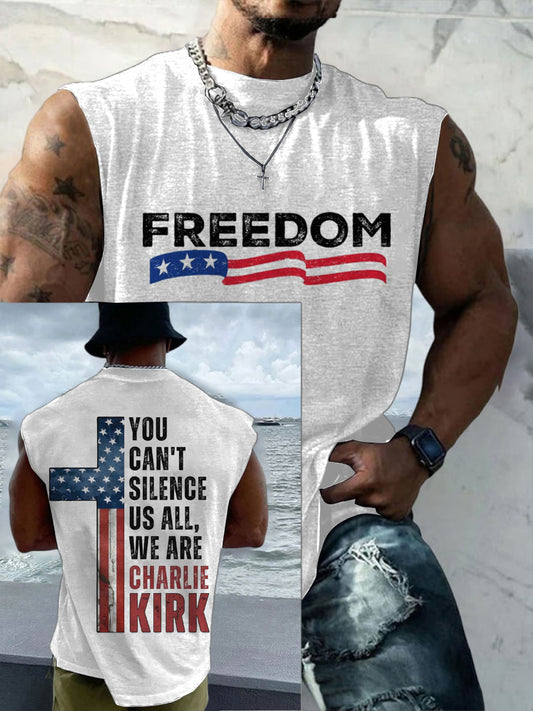Men's Casual Charlie Kirk Freedom Printed Tank Top