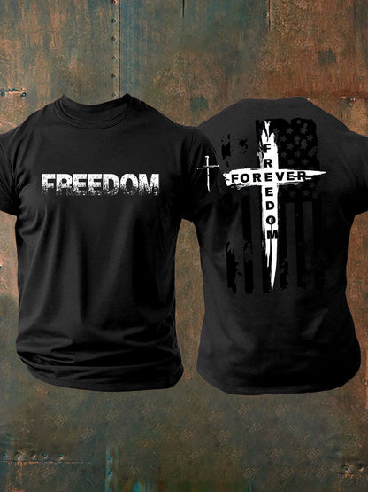 Men's  Freedom  imitation cotton short-sleeved T-shirt