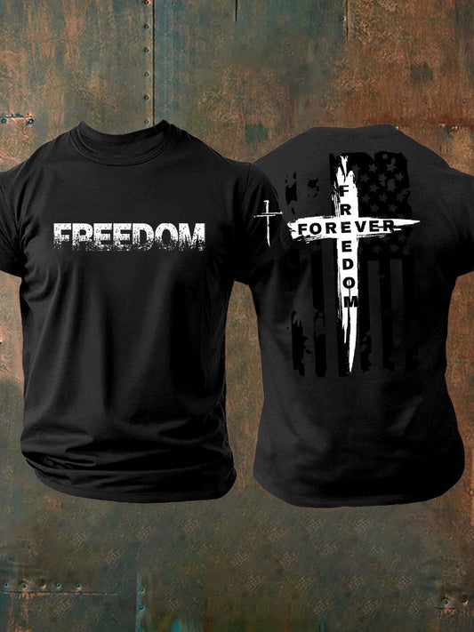 Men's  Freedom  imitation cotton short-sleeved T-shirt