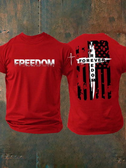 Men's  Freedom  imitation cotton short-sleeved T-shirt