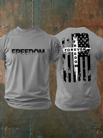 Men's  Freedom  imitation cotton short-sleeved T-shirt