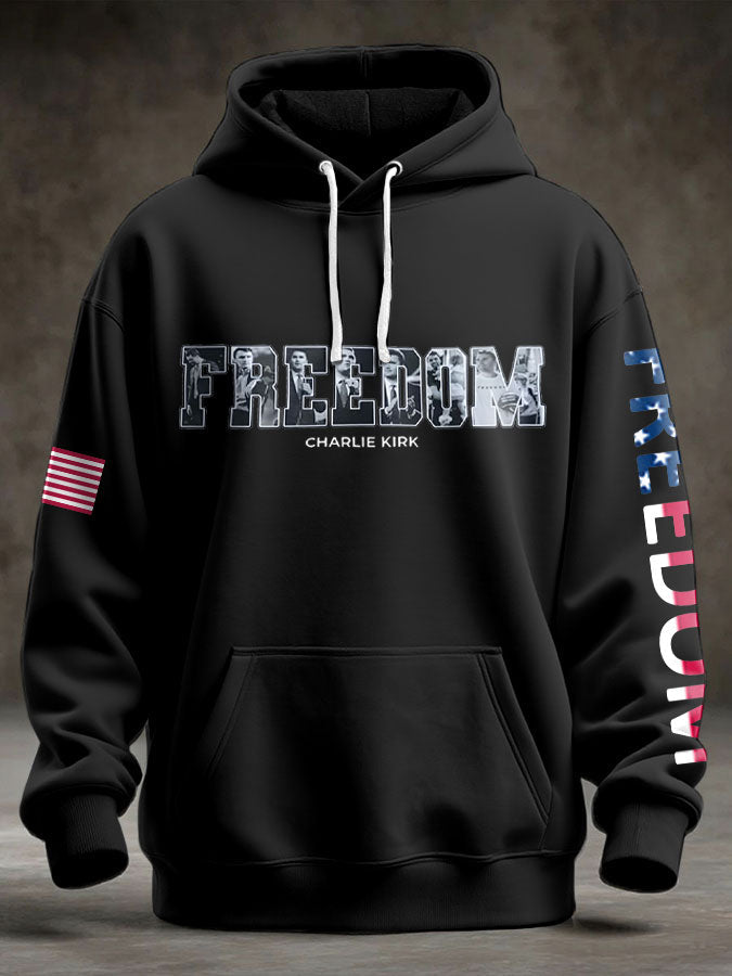 Men's Freedom USA Flag Printed Hoodie