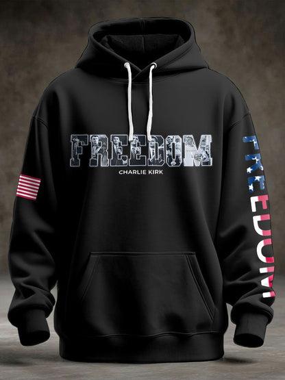 Men's Freedom USA Flag Printed Hoodie