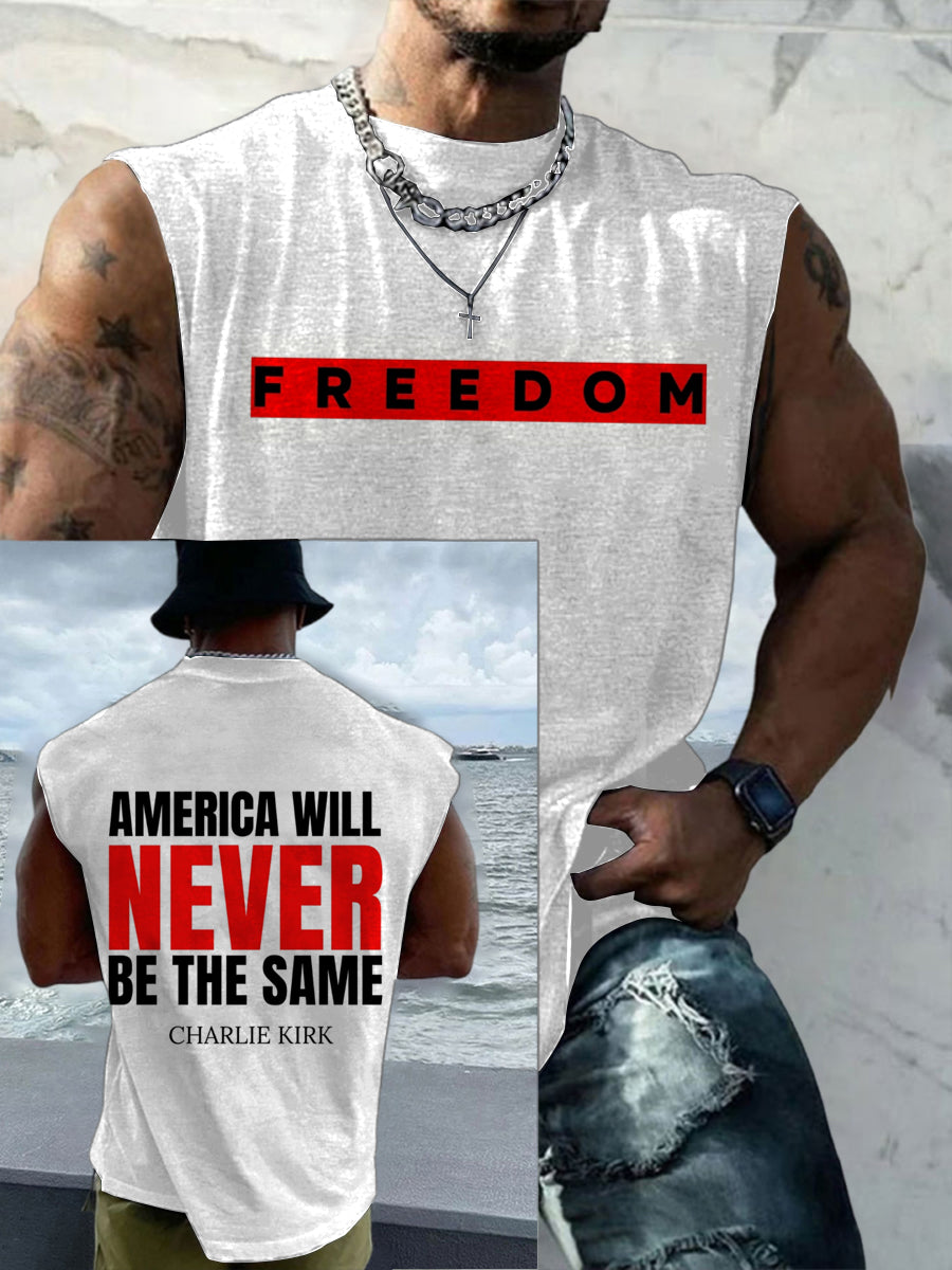 Men's Casual Charlie Kirk Freedom Printed Tank Top
