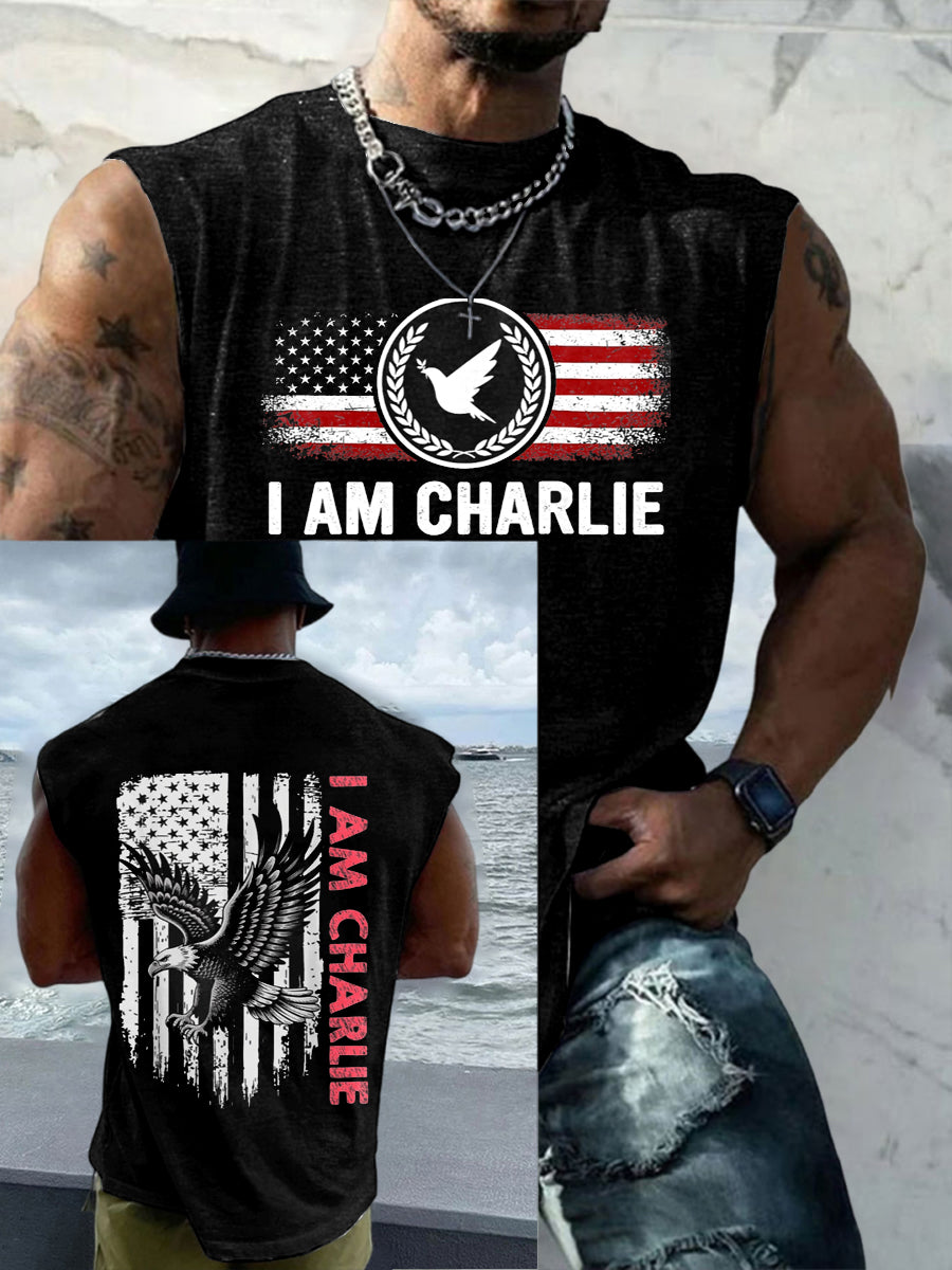 Men's Casual Charlie Kirk Printed Tank Top