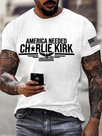 Men's America Needed Charlie Kirk Printed T-shirt