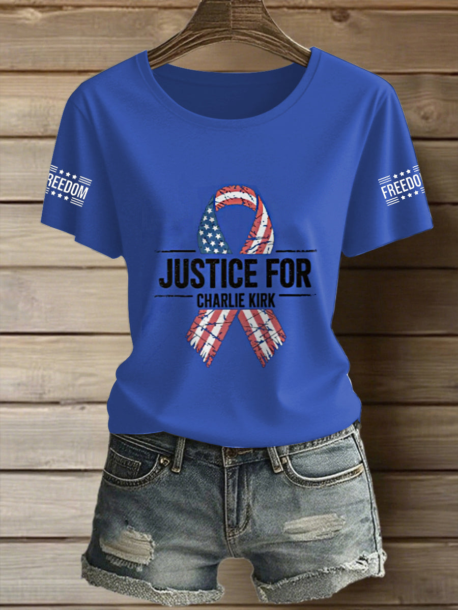 Women's Charlie Kirk Printed Vintage Fashion Loose Short Sleeve T-Shirt