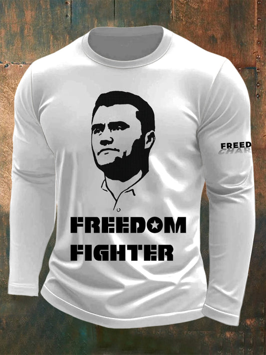 Men's Charlie Kirk Freedim Printed Long Sleeved Round Neck T-shirt
