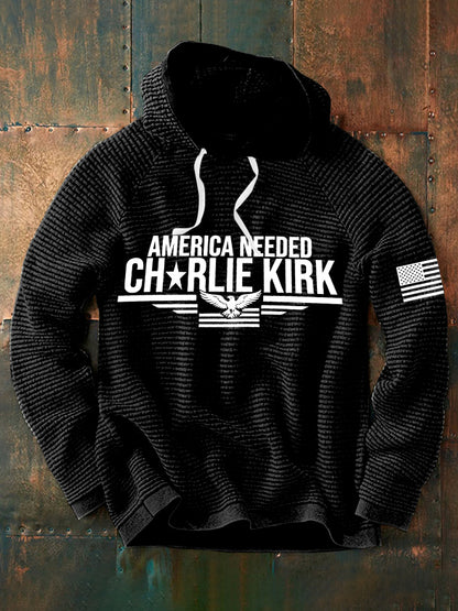 Men's America Needed Charlie Kirk Waffle Hoodie