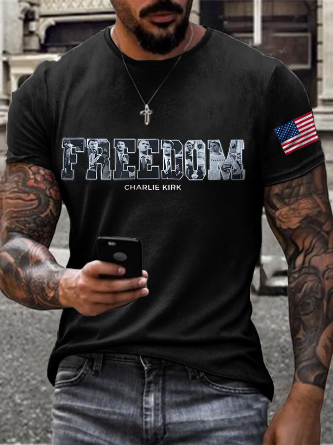 Men's Ture Patriot Freedom Printed T-shirt