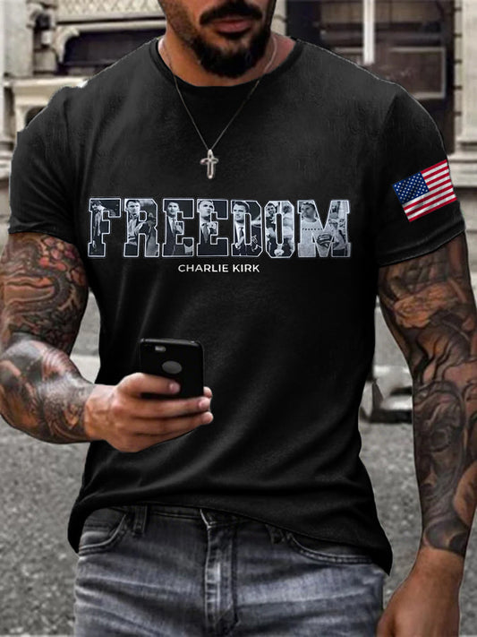 Men's Ture Patriot Freedom Printed T-shirt