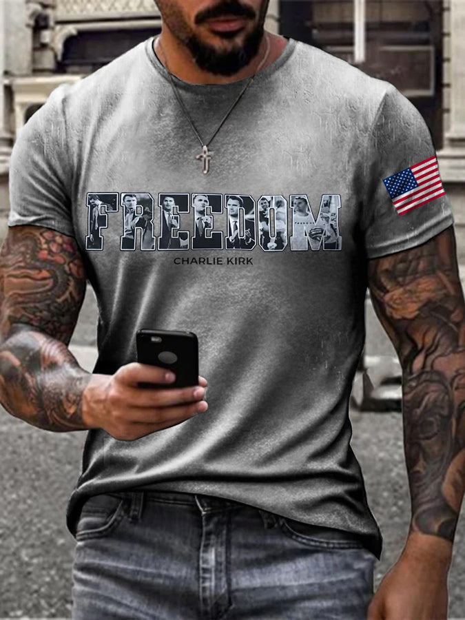 Men's Ture Patriot Freedom Printed T-shirt