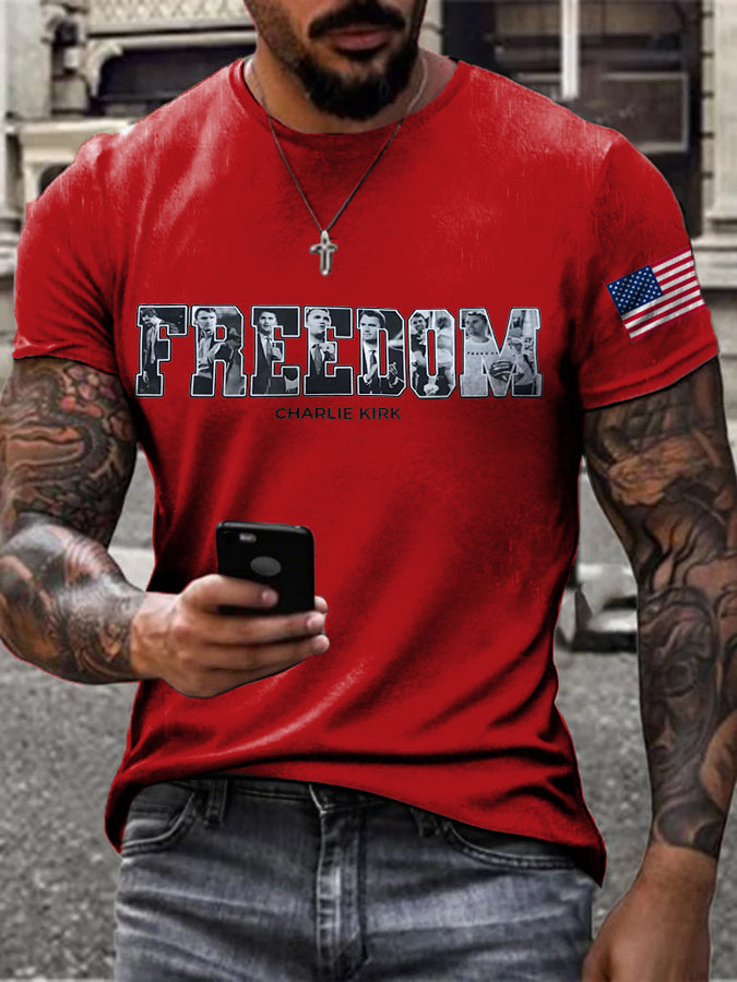 Men's Ture Patriot Freedom Printed T-shirt
