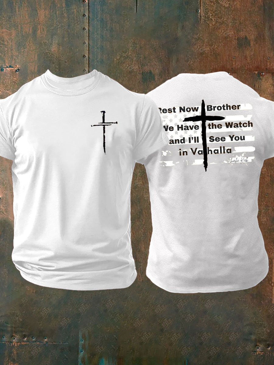 Men's Charlie Kirk imitation cotton short-sleeved T-shirt