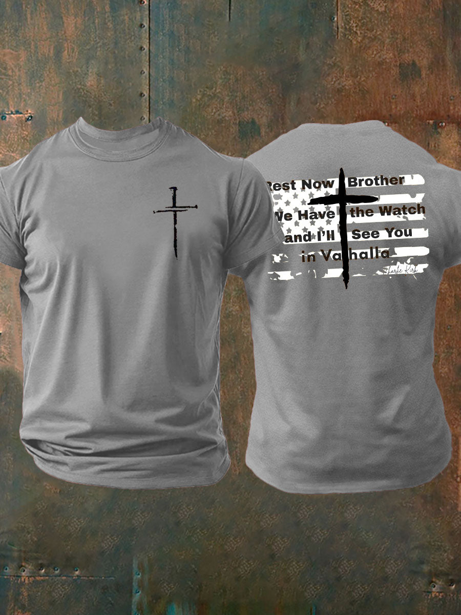 Men's Charlie Kirk imitation cotton short-sleeved T-shirt