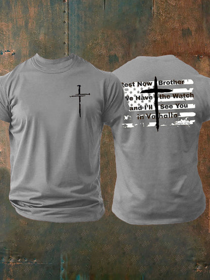 Men's Charlie Kirk imitation cotton short-sleeved T-shirt