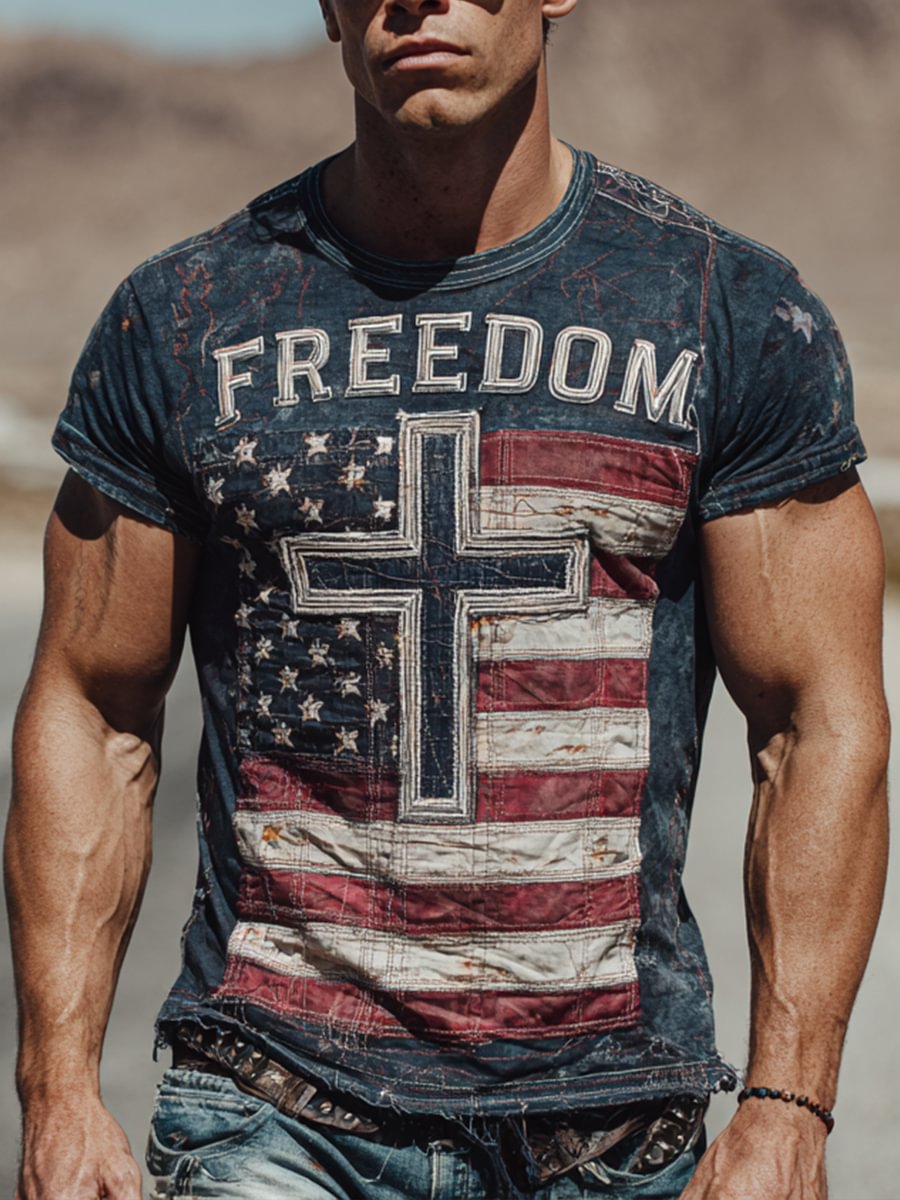 Men's Freedom Printed Casual T-shirt