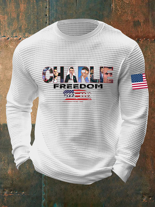 Men's Freedom Is Not Free R.I.P Charlie Kirk Waffle Long Sleeve T-Shirt