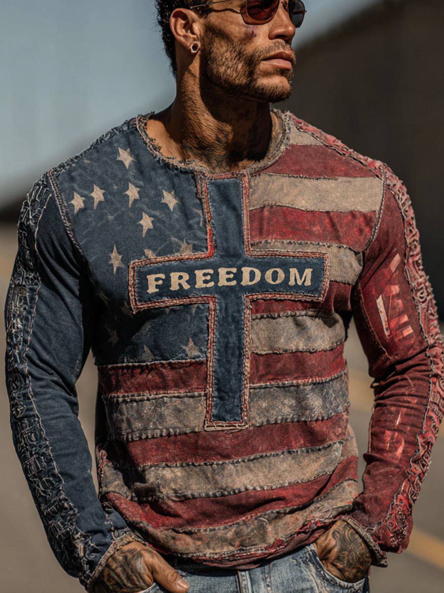 Men's Freedom Printed Casual T-shirt