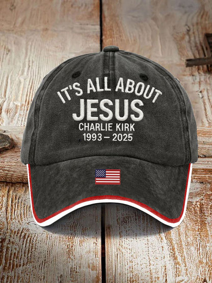 Unisex It's All About Jesus Charlie Kirk Print Hat