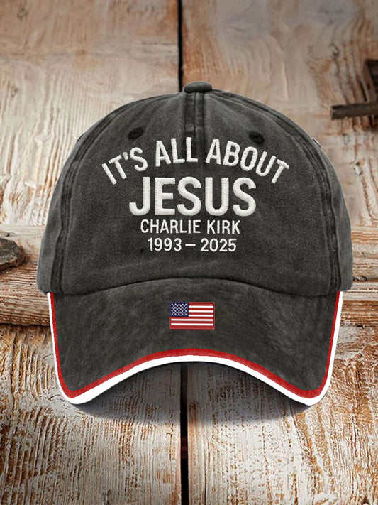 Unisex It's All About Jesus Charlie Kirk Print Hat