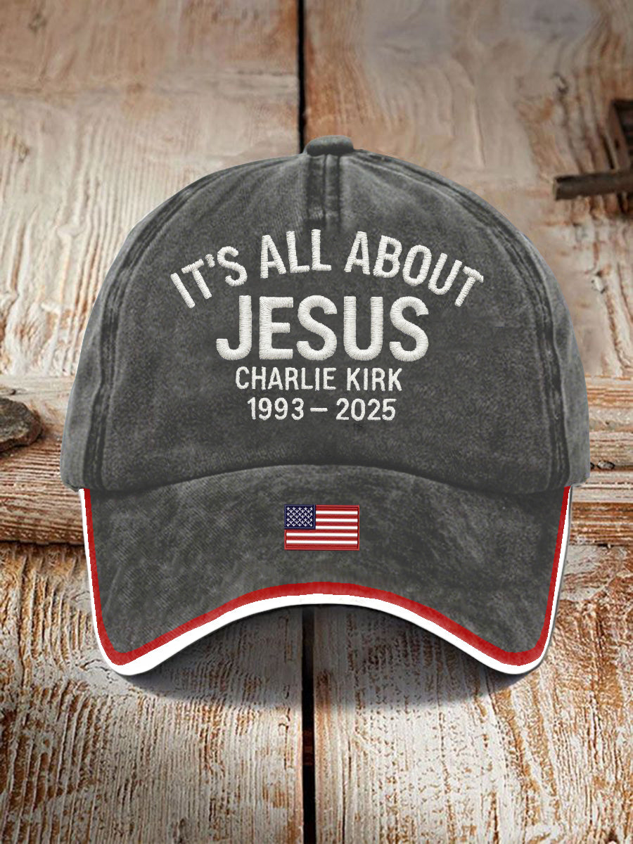 Unisex It's All About Jesus Charlie Kirk Print Hat