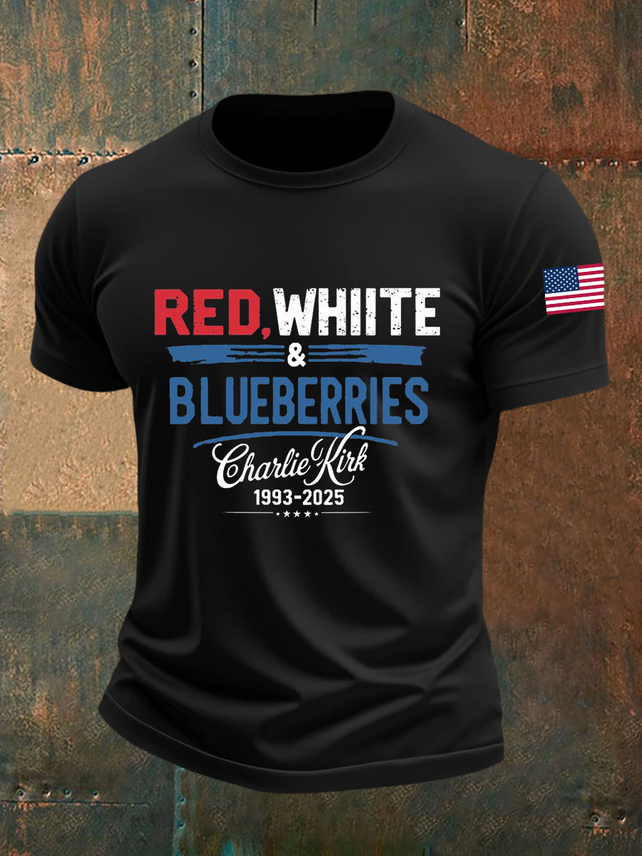 Men's Red White Blueberries Short-sleeved T-shirt