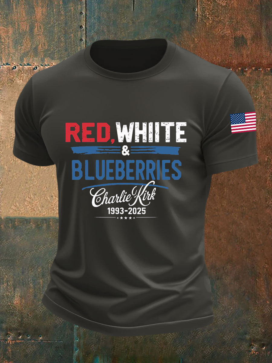 Men's Red White Blueberries Short-sleeved T-shirt
