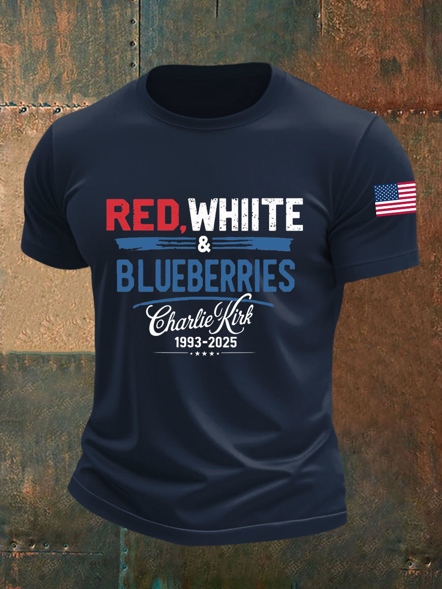 Men's Red White Blueberries Short-sleeved T-shirt