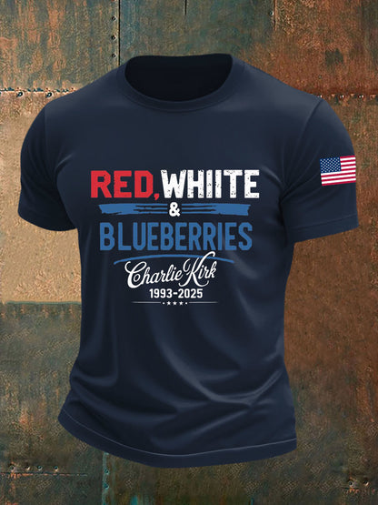 Men's Red White Blueberries Short-sleeved T-shirt