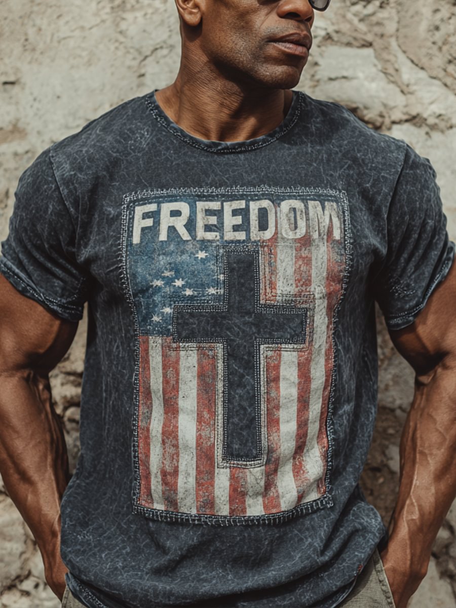 Men's Freedom Printed Casual T-shirt