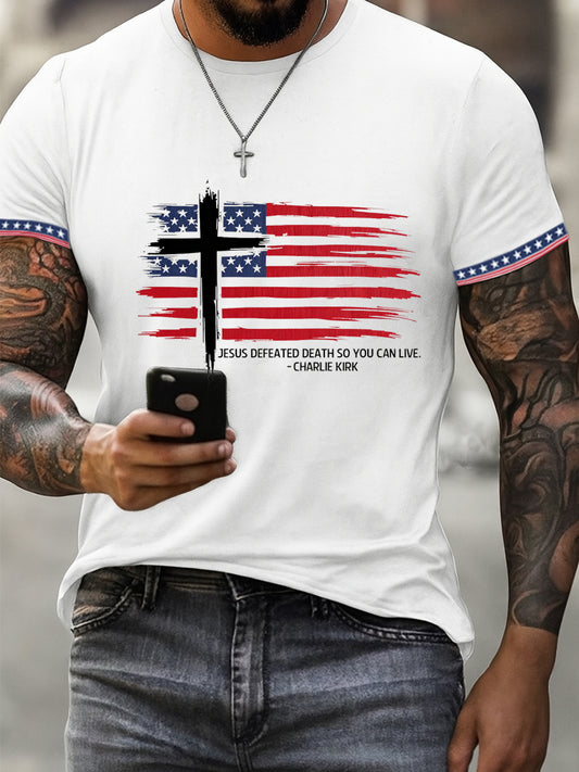 Men's Vintage Artistic Printed Short Sleeve Casual T-Shirt