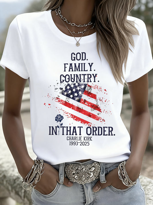 Women's Vintage Art Print Short Sleeve Casual T-Shirt