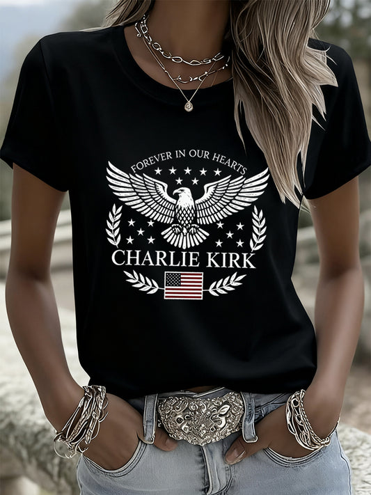 Women's Vintage Art Print Short Sleeve Casual T-Shirt