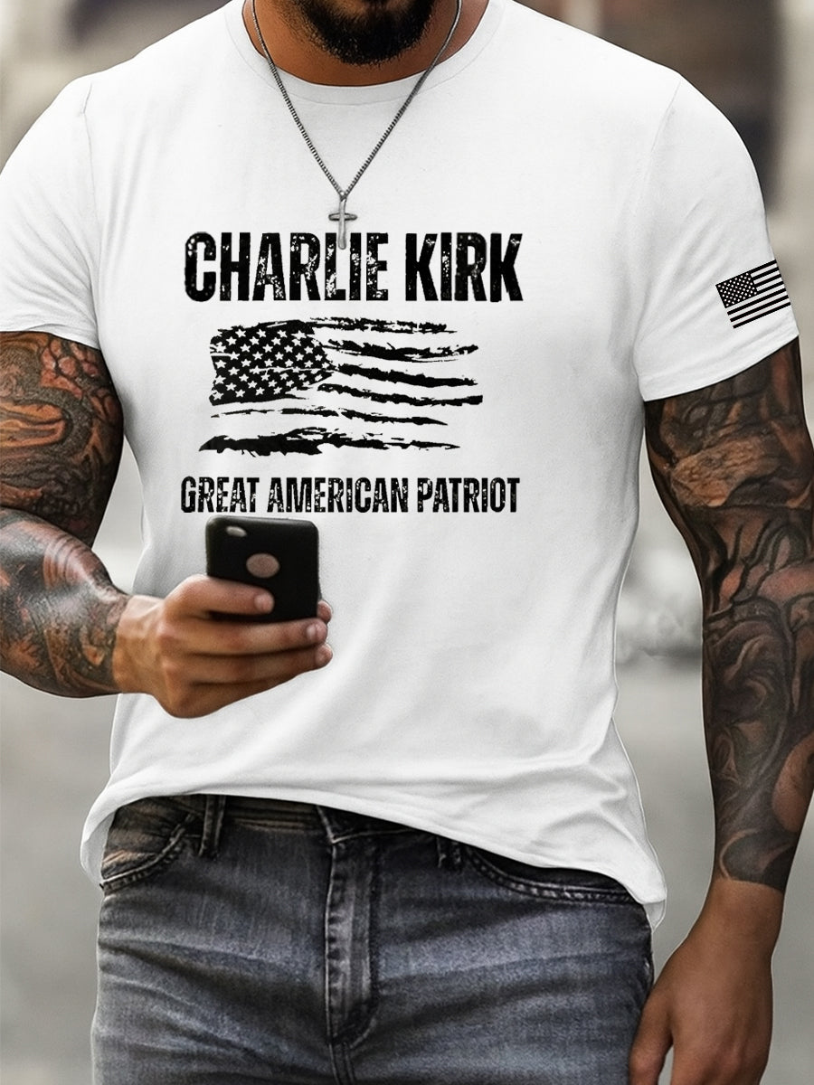 Men's Vintage Artistic Printed Short Sleeve Casual T-Shirt