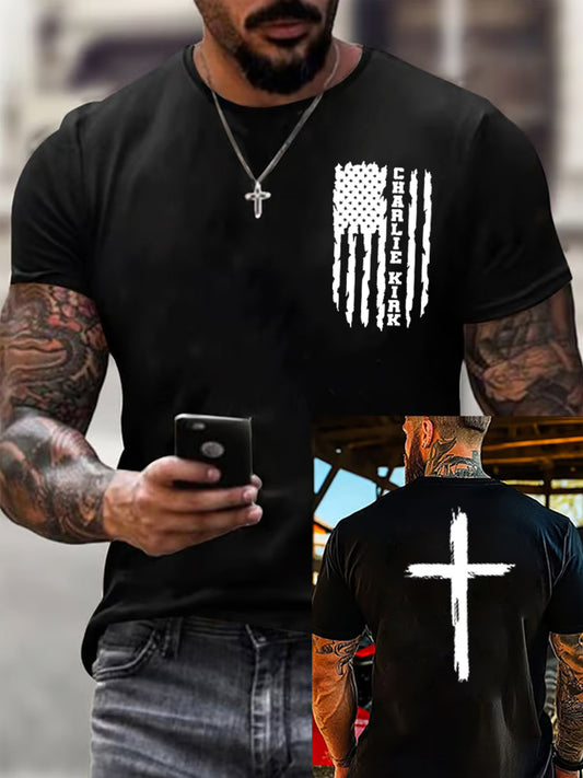 Men's Vintage Artistic Printed Short Sleeve Casual T-Shirt