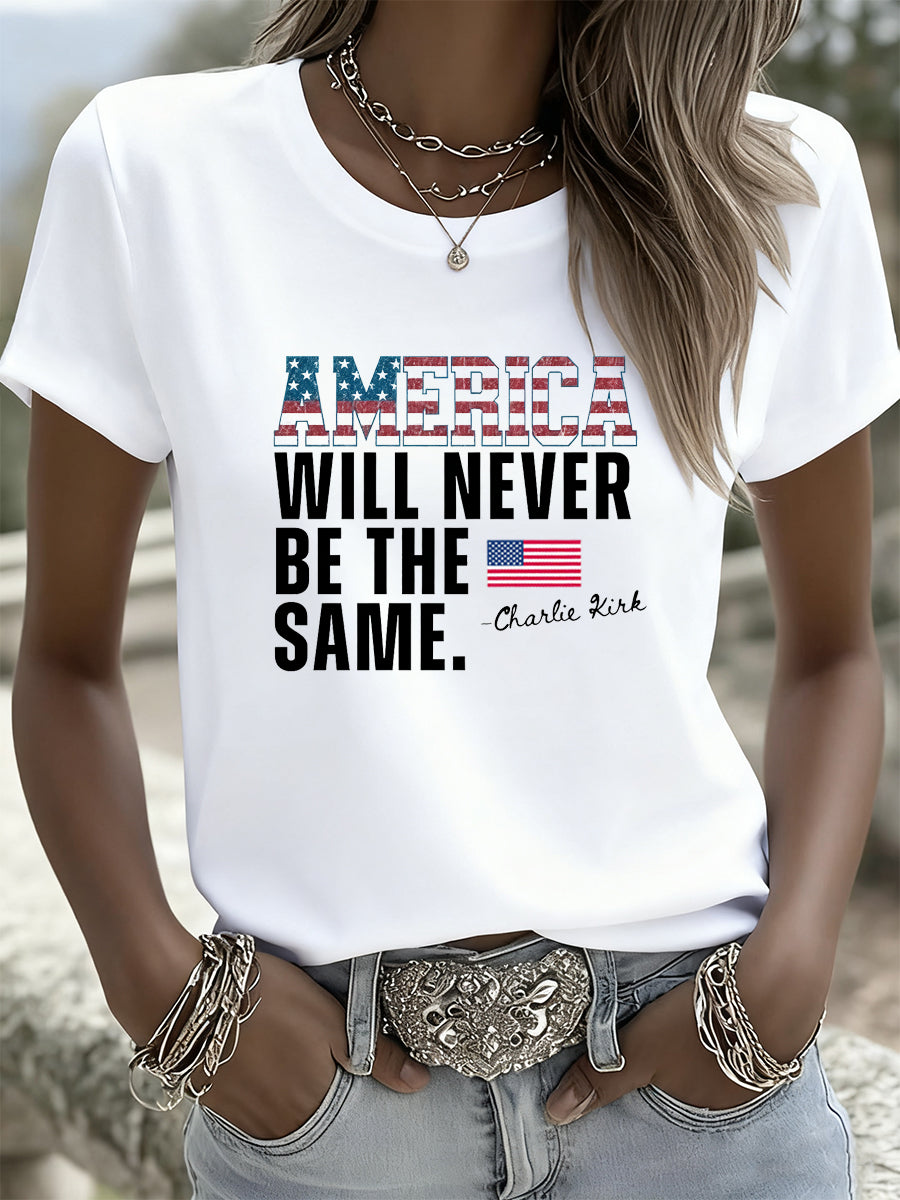 Women's Vintage Art Print Short Sleeve Casual T-Shirt