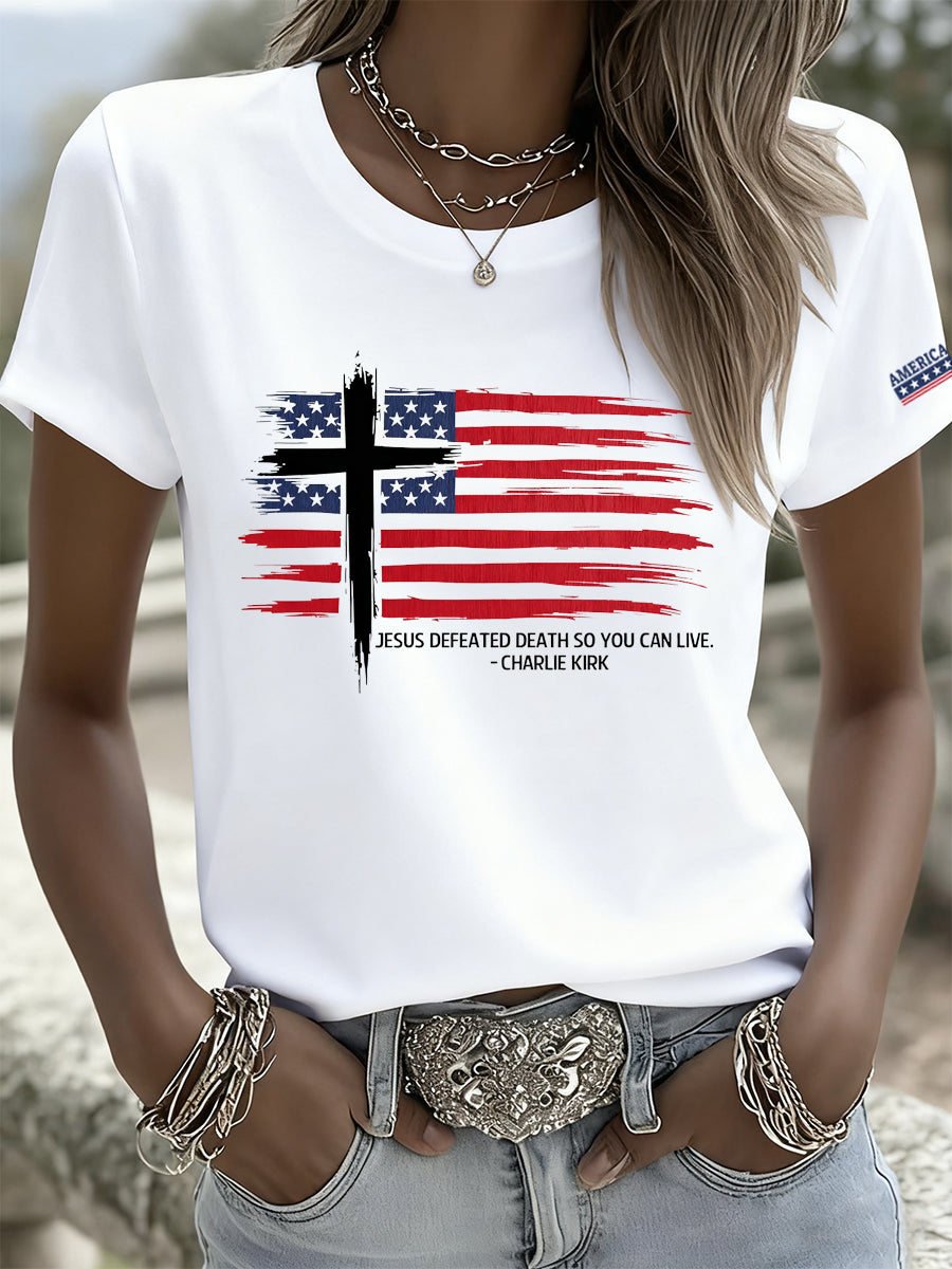 Women's Vintage Art Print Short Sleeve Casual T-Shirt