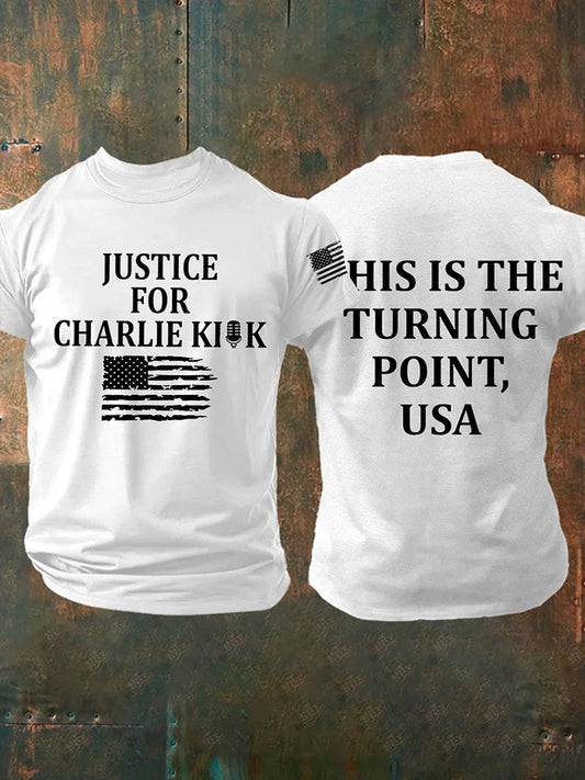 Men's Charlie Kirk Turning Point USA Trump Commemorative T-Shirt