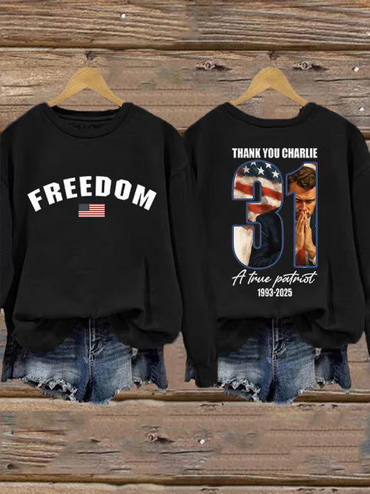 Women's Freedom Isn't Free American flag print casual sweatshirt