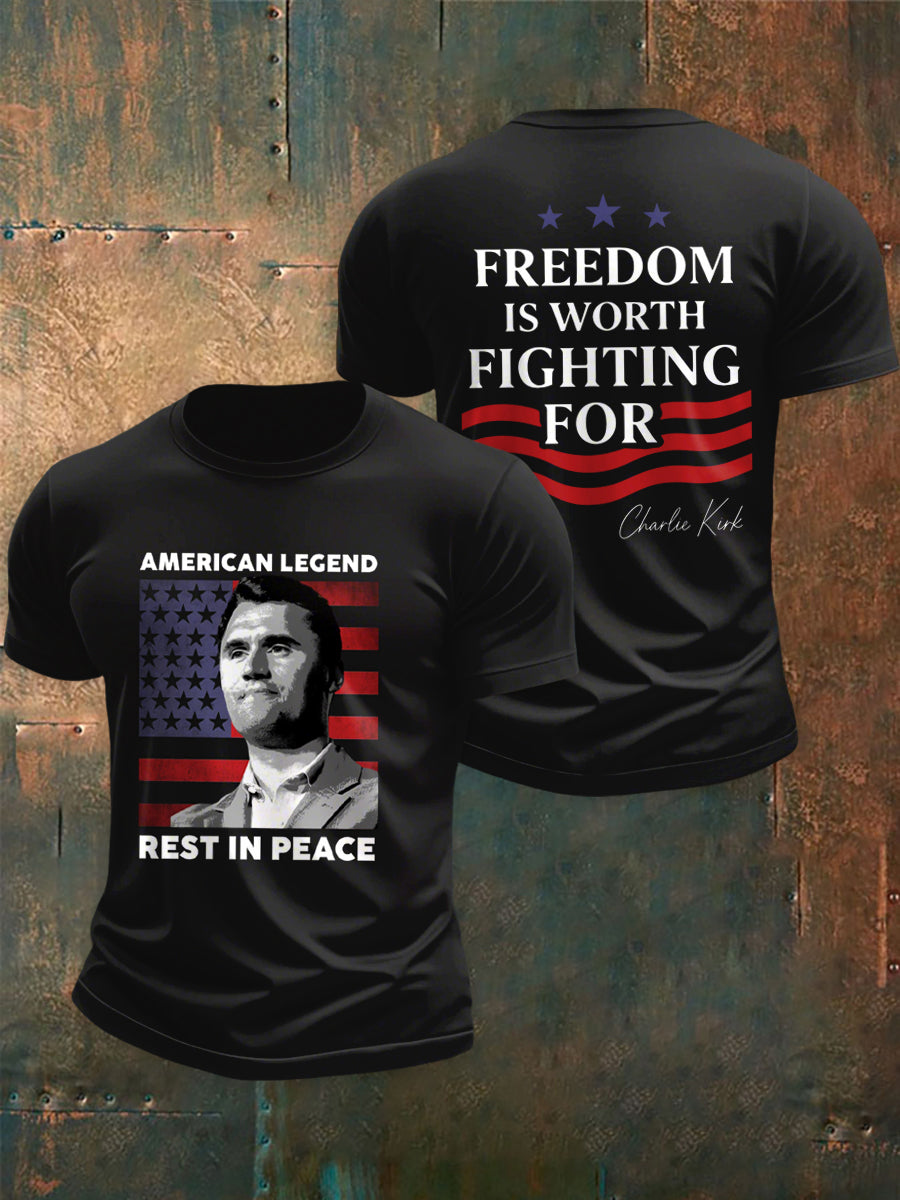 Men's American Hero Charlie Kirk Print short sleeves t-shirt