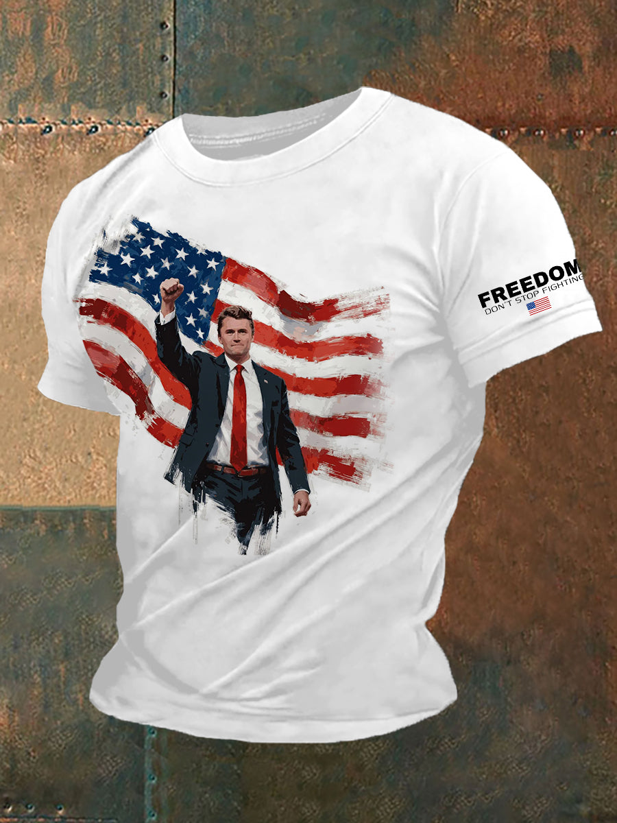 Men's Freedom Don't Stop Fighting R.I.P Charlie Kirk Tee